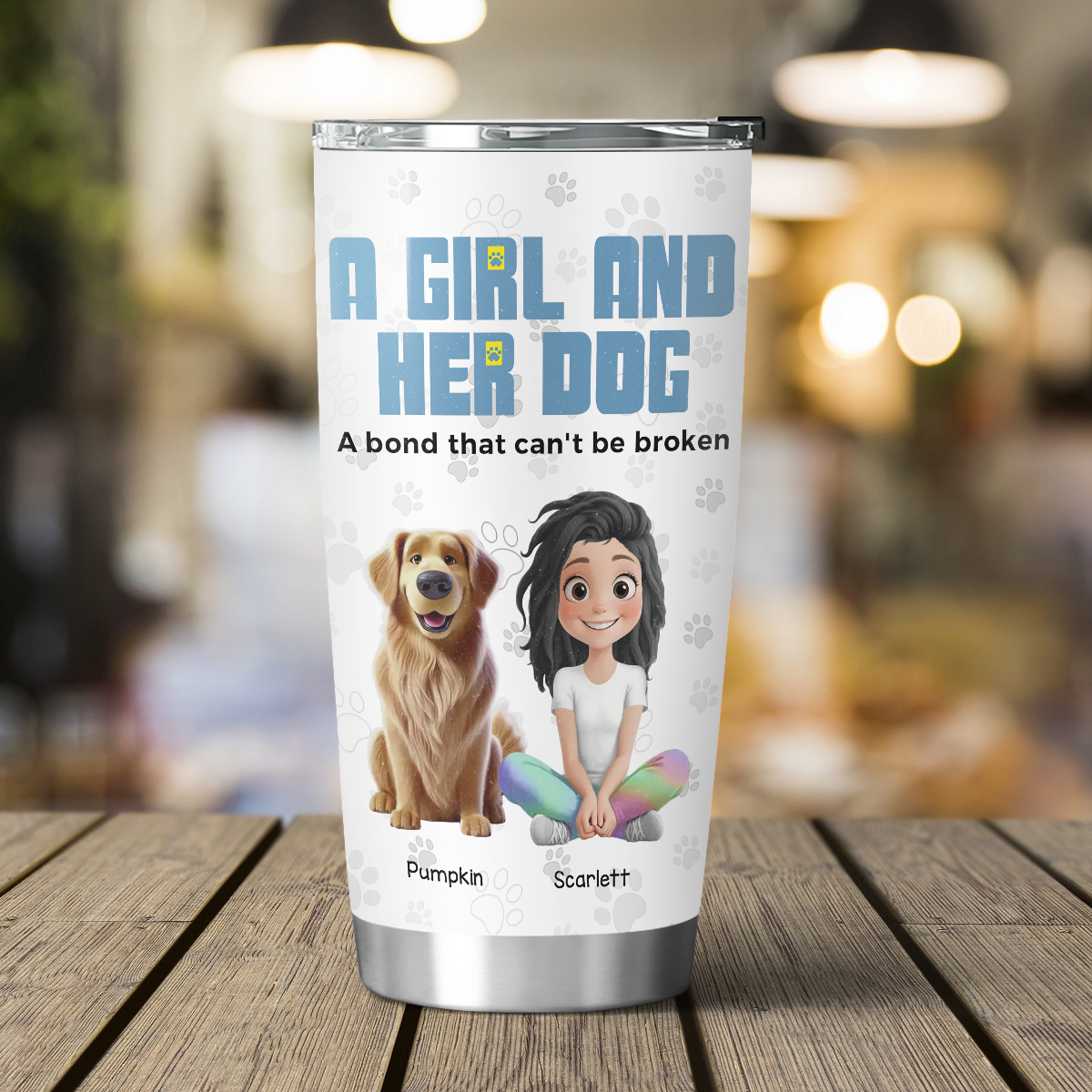 A Girl And Her Dog Ver 2 - Personalized Custom 3D Inflated Effect Tumbler