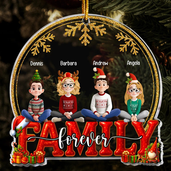 2025 Family, Siblings, Sisters Christmas Gold & Red - Personalized Acrylic Ornament - Pawesome House