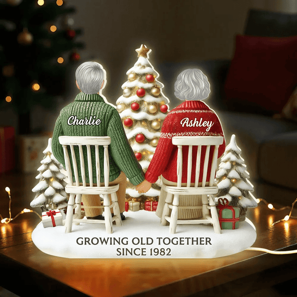 3D Effect Couple Growing Old Together - Personalized Light Box - Pawesome House