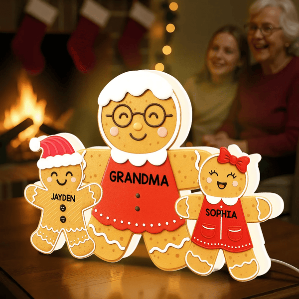 3D Effect Grandma Perfect Batch Gingerbread Grandkids - Personalized Light Box - Gift For Grandmas - Pawesome House