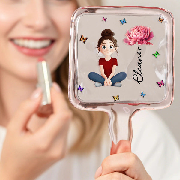 Birth Flower Girl - Personalized Handheld Mirror - Pawesome House