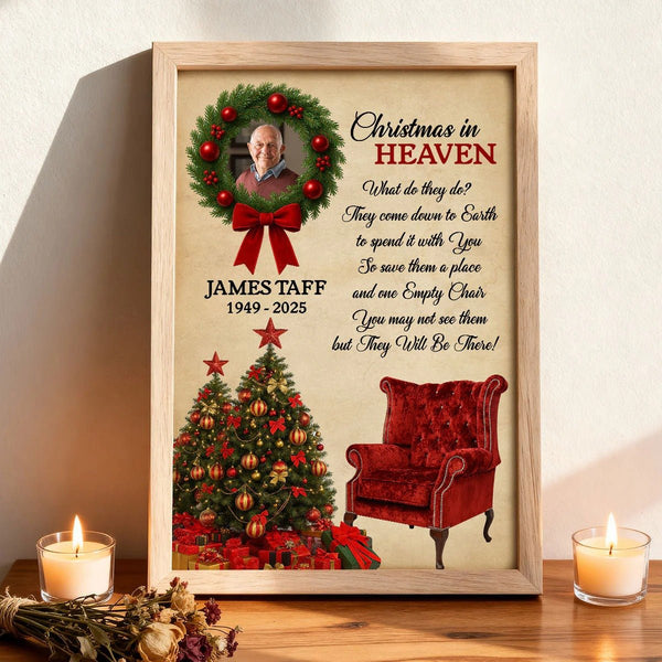 Christmas In Heaven Upload Photo Family Memorial - Personalized Poster - Pawesome House
