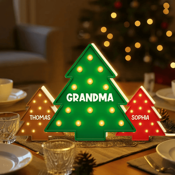 Christmas Tree Grandma Grandkids Christmas Personalized LED Light Box - Pawesome House