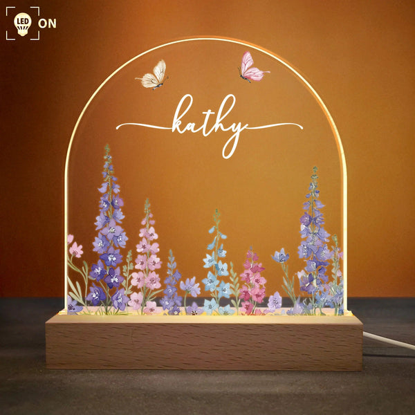 Custom Birth Flower Night Light For Baby Girl Daughter Nursery Decor - Personalized LED Light - Pawesome House