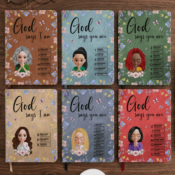 "God Says You Are" Personalized Christian Leather Journal - Pawesome House
