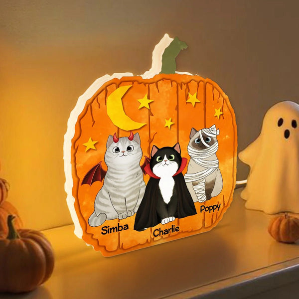 Halloween Cat Pumpkin Shaped Personalized Light Box - Pawesome House