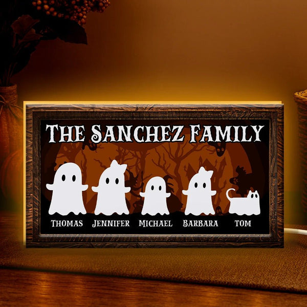 Halloween Ghost Family Tabletop Tiered Tray Decor Personalized LED Light Box - Pawesome House