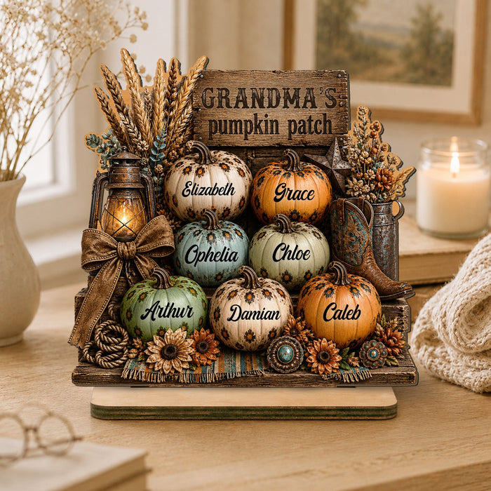 Personalized 2-Layered Wooden Plaque – Grandma's Pumpkin Patch Western Fall Decor
