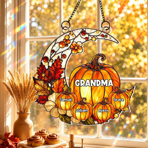 Personalized Acrylic Window Hanging – Grandma's Pumpkin Patch Fall Decor - Pawesome House