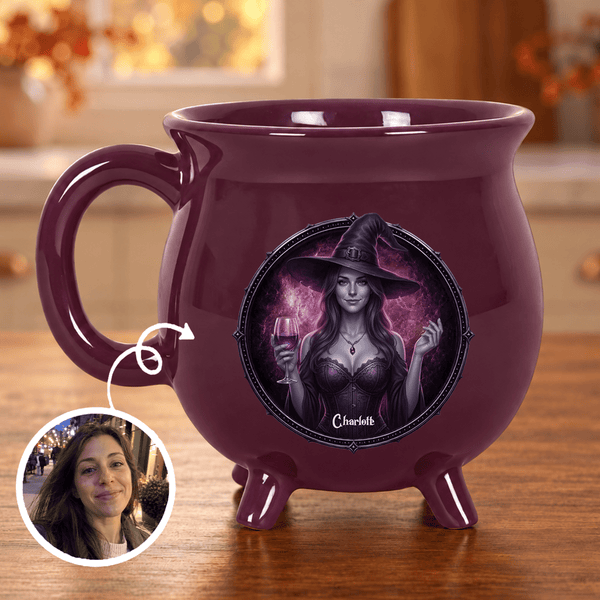 Personalized Gothic Witch Cauldron Photo Mug – Custom Halloween Gift for Witch Lovers - Pawesome House