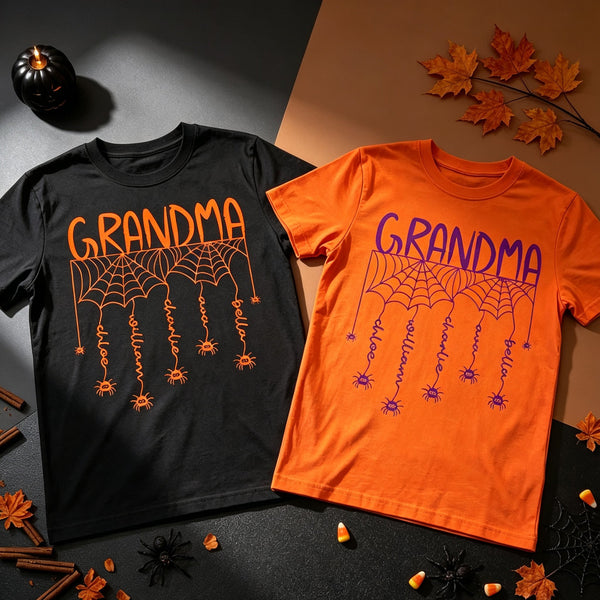 Personalized Grandma Spooky Spider Web Shirt – Halloween Gift for Grandma - Pawesome House