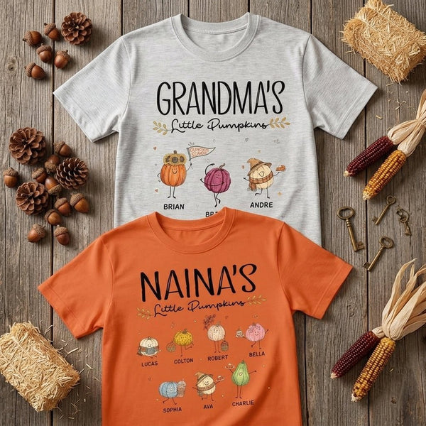 Personalized Grandma's Little Pumpkins Shirt – Custom Fall Family Tee - Pawesome House