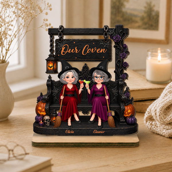 Personalized Wooden Plaque – Best Witches Forever Halloween Gift for Best Friends - Pawesome House
