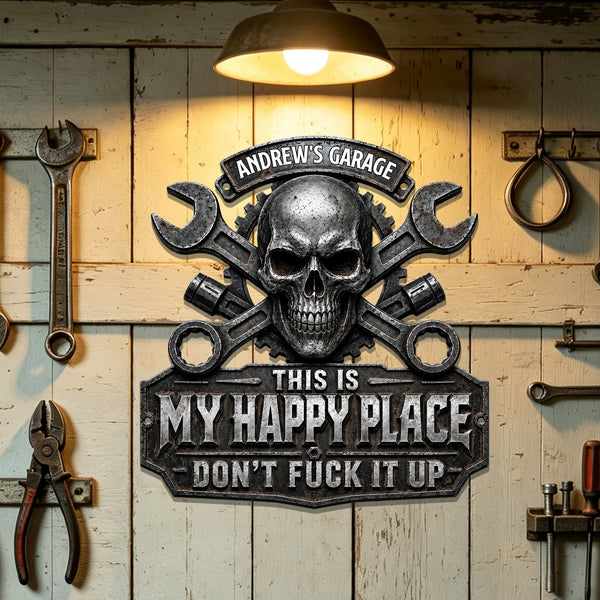 This Is My Happy Place – Personalized Custom Shaped Metal Sign - Pawesome House
