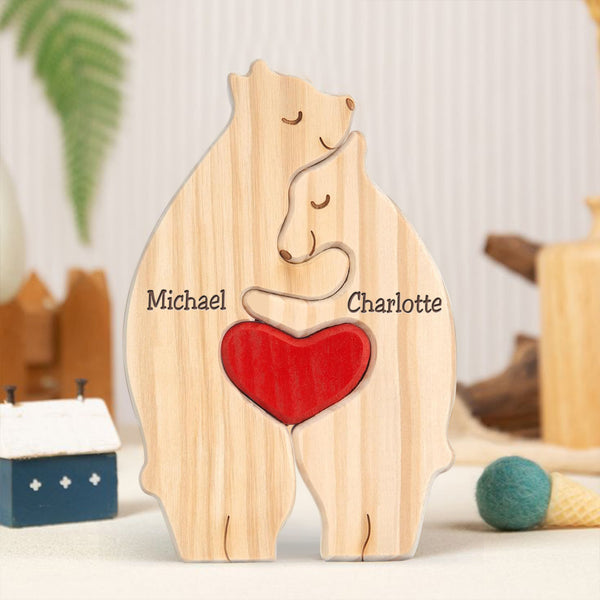 Personalized Wooden Bears Family Puzzle Gifts with Name