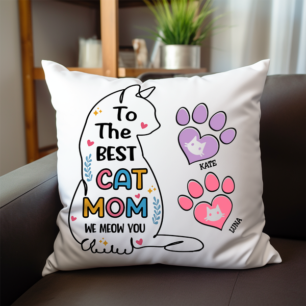 Personalized Gift for Cat Lovers - To The Best Cat Mom - We Meow You - Personalized Pillow