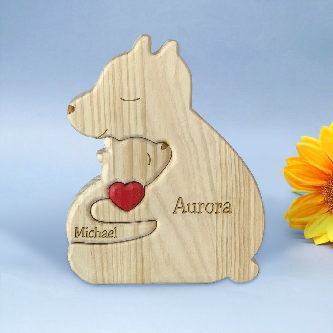 Personalized Wooden Bears Family Puzzle Gifts with Name V2