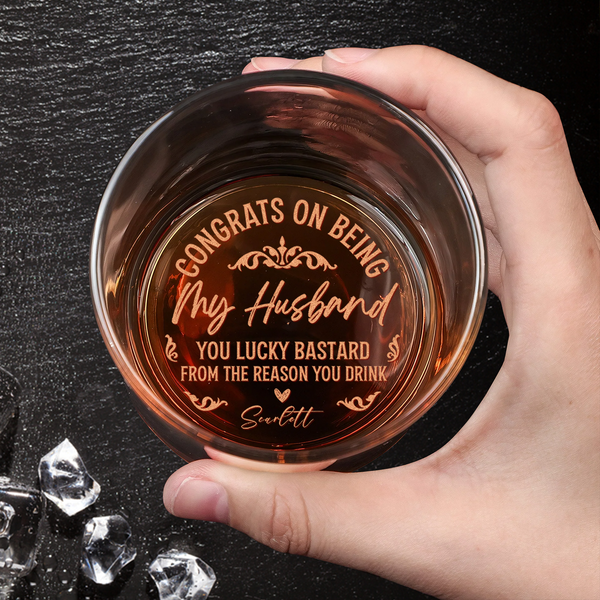 Congrats On Being My Husband - Personalized Engraved Whiskey Glass