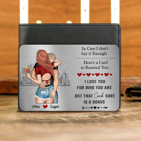 Anniversary Card For Couples, Him, Her - Personalized Aluminum Wallet Card