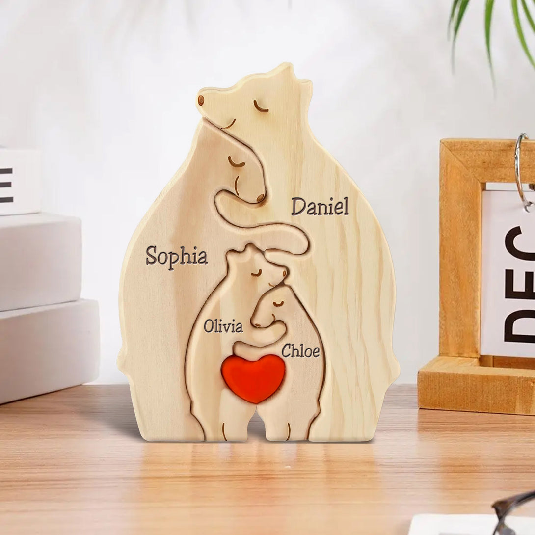 Personalized Wooden Bears Family Puzzle Gifts with Name