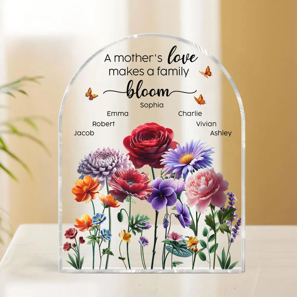 3D Floral Acrylic Gift Block for Mom - Custom Birth Month Flower with ...