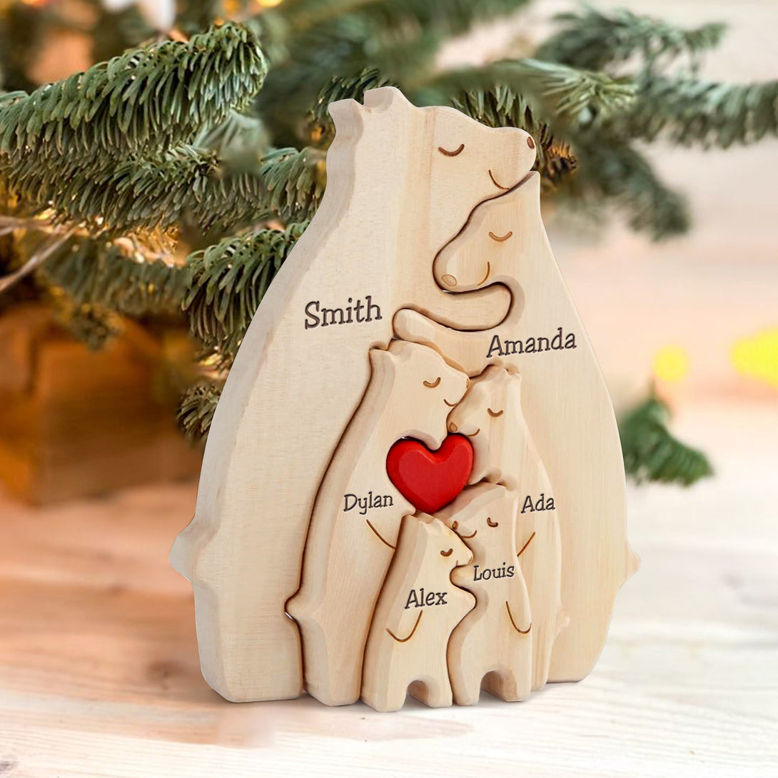 Personalized Wooden Bears Family Puzzle Gifts with Name