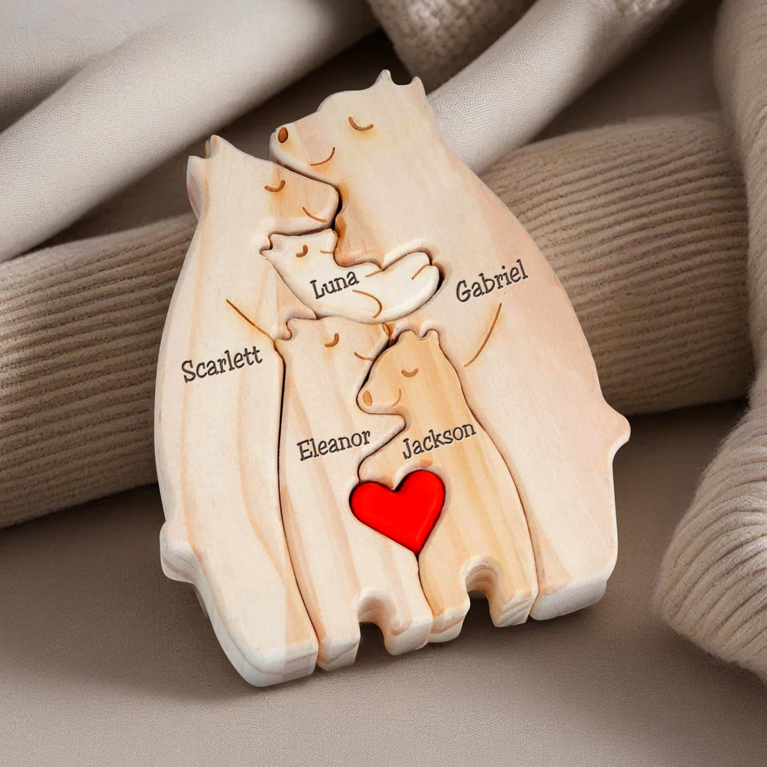 Personalized Wooden Bears Family Puzzle Gifts with Name