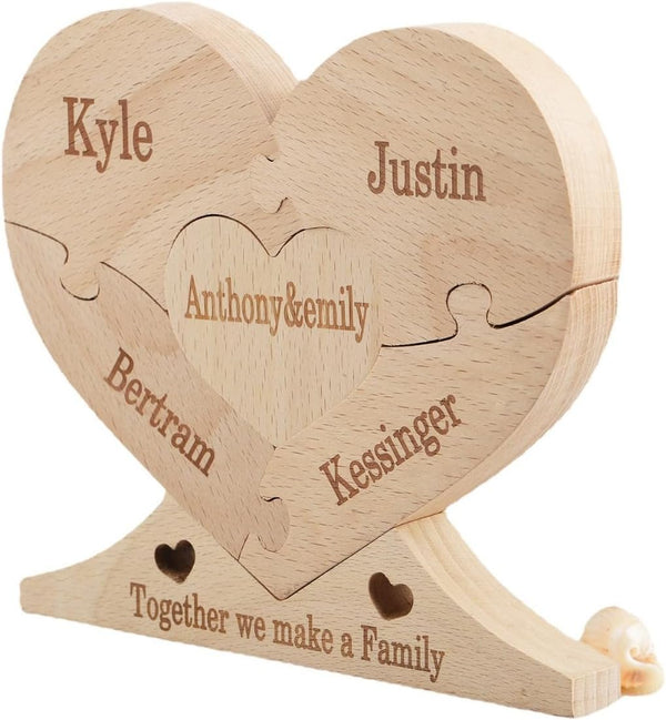 Wooden Heart Family Puzzle