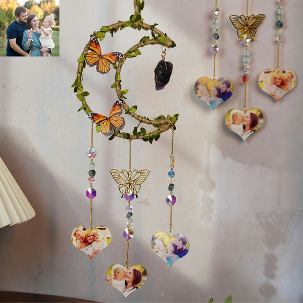 Personalized Moon Butterfly Crystal Original Stone Family Photo Wind Chime Pendant