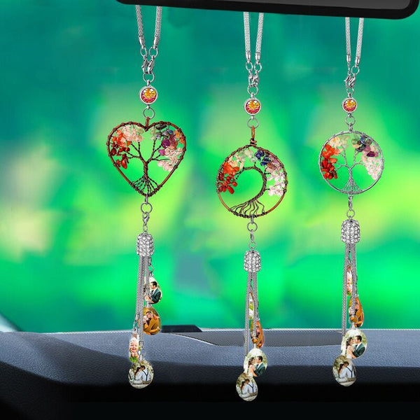 Personalized tree of life love crystal car pendant