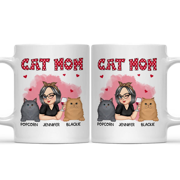 Cat Mom - Cadeau drôle pour les amoureux des chats, les amoureux des animaux de compagnie - Tasse personnalisée personnalisée