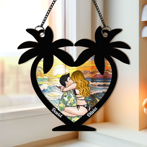 Strandpaar - Personalisiertes Fenster-Sonnenfänger-Ornament