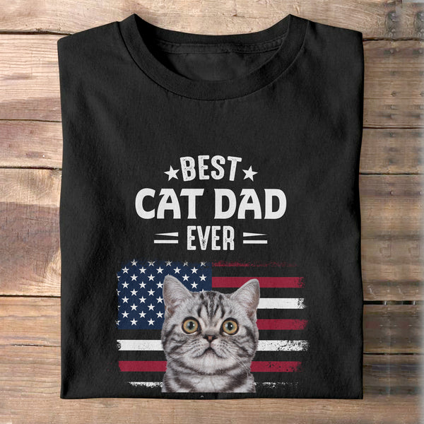 Best Cat Dad - Dog Lovers - Pet Owner- Personalized Custom Photo Shirt