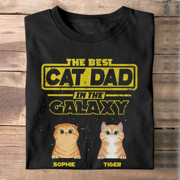 Meilleur papa chat de la galaxie - Cadeau pour papa chat, maman chat - T-shirt unisexe personnalisé, sweat à capuche
