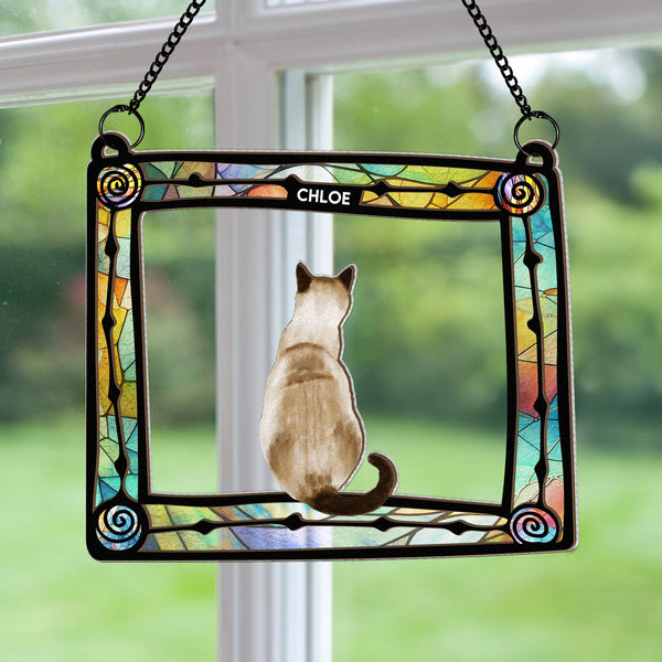 Katze sitzend im Rahmen - Personalisiertes Fenster-Sonnenfänger-Ornament