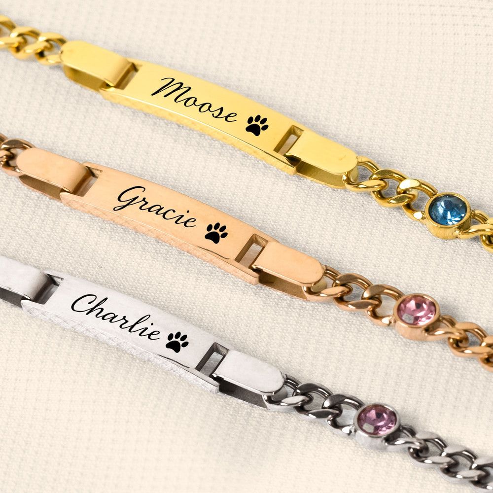 Custom Pet Name Bracelet Personalized Stainless Steel Engraved