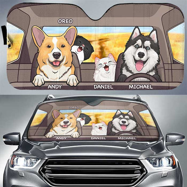 Tierliebhaber - Lustige Hunde und Katzen - Personalisierter Auto-Sonnenschutz