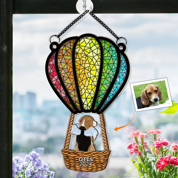 Fliegen mit Luftballon - Personalisiertes Fenster-Sonnenfänger-Ornament