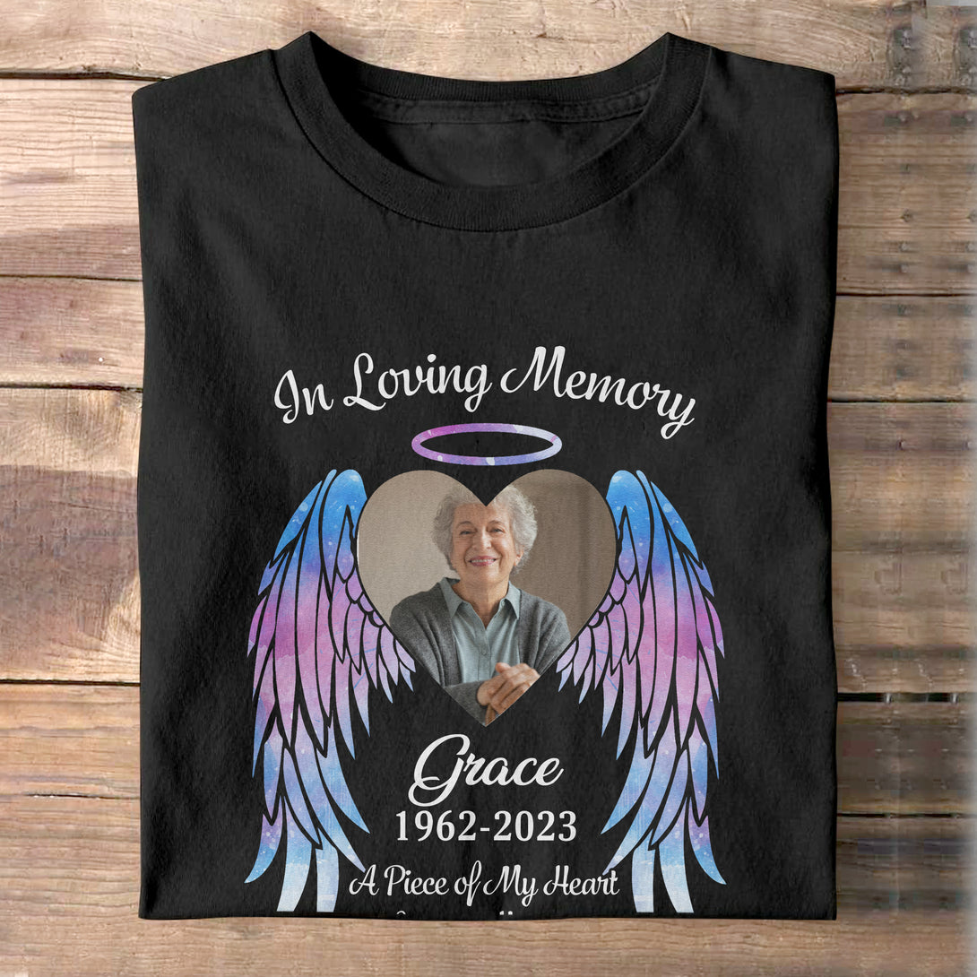 In Loving memory Angel Wings Personalized Custom Photo Shirt