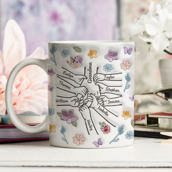 Hand In Hand - Gift For Mom, Grandma - Personalized Custom Mug
