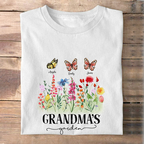 Mamas Omas Garten Schmetterlinge - Geschenk für Mutter, Großmutter, Nana - Personalisiertes Shirt