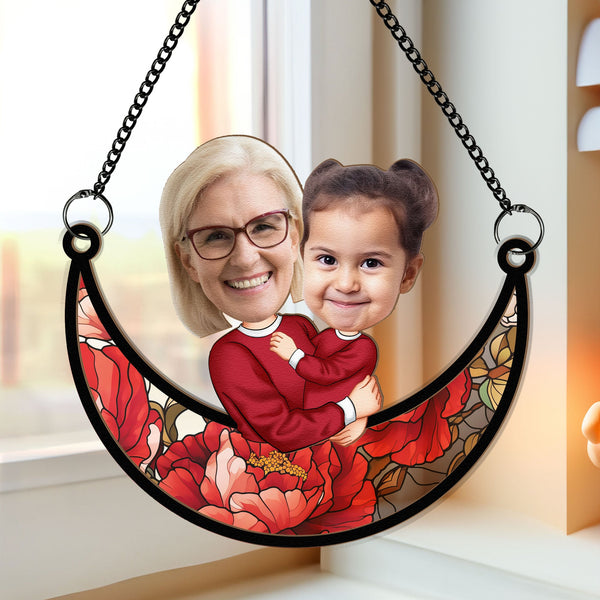 Mère et enfant - Ornement photo personnalisé à suspendre à la fenêtre