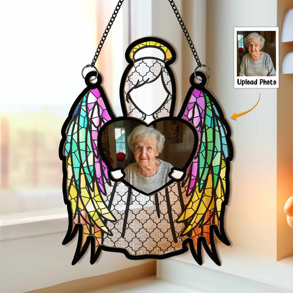 My Love Is With The Angel - Personalized Window Hanging Suncatcher Ornament