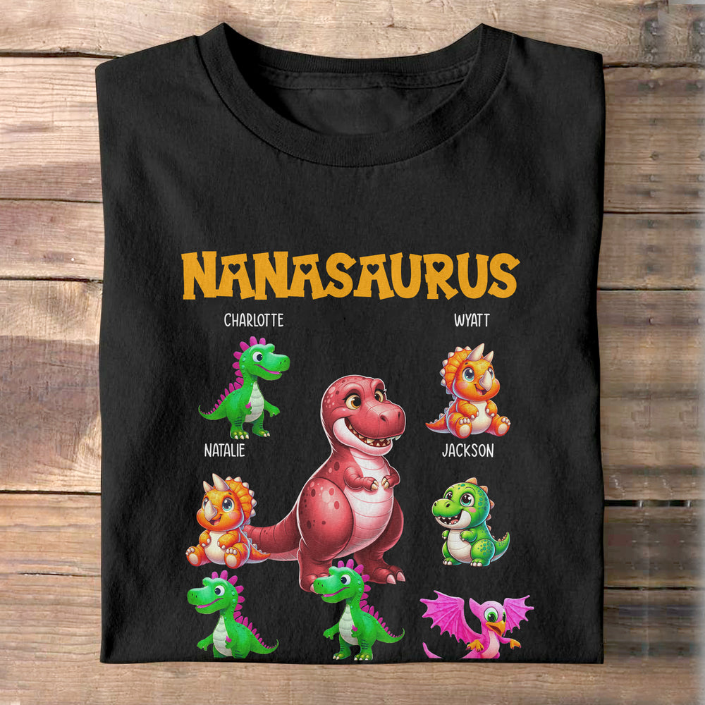 Nanasaurus Cute Dinosaur Grandma Personalized Custom Shirt