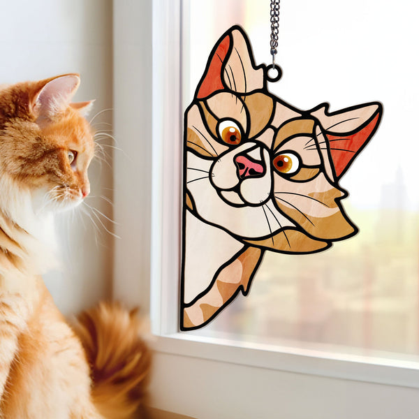 Peeking Cats - Personalisiertes Fenster-Sonnenfänger-Ornament