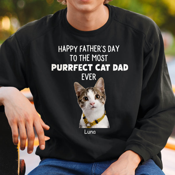 Purrfect Cat Dad - Cadeau pour les amoureux des chats - Chemise photo personnalisée