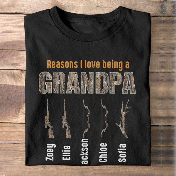 Reasons I Love Being a Grandpa - Gift for Grandpa - Personalized Custom Shirt