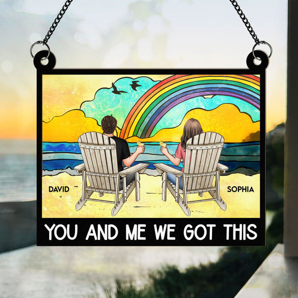 Sitting Together - Personalized Window Hanging Suncatcher Ornament