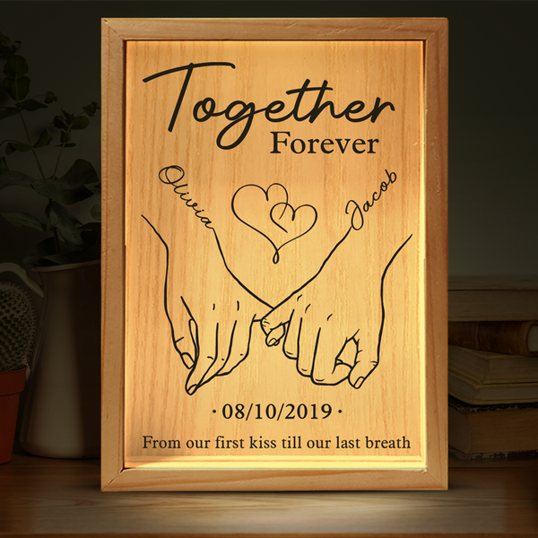 Together Forever From Our First Kiss Till Our Last Breath - Personalized Custom Frame Light Box - Gift For Husband Wife Couple Anniversary