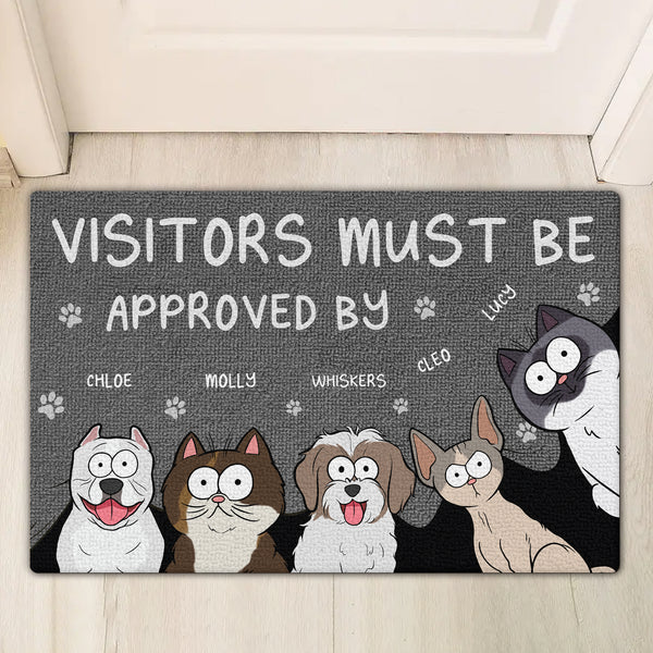 Welcome Doormat - Visitors Must be Approved - Funny Dogs - Personalized Custom Doormat